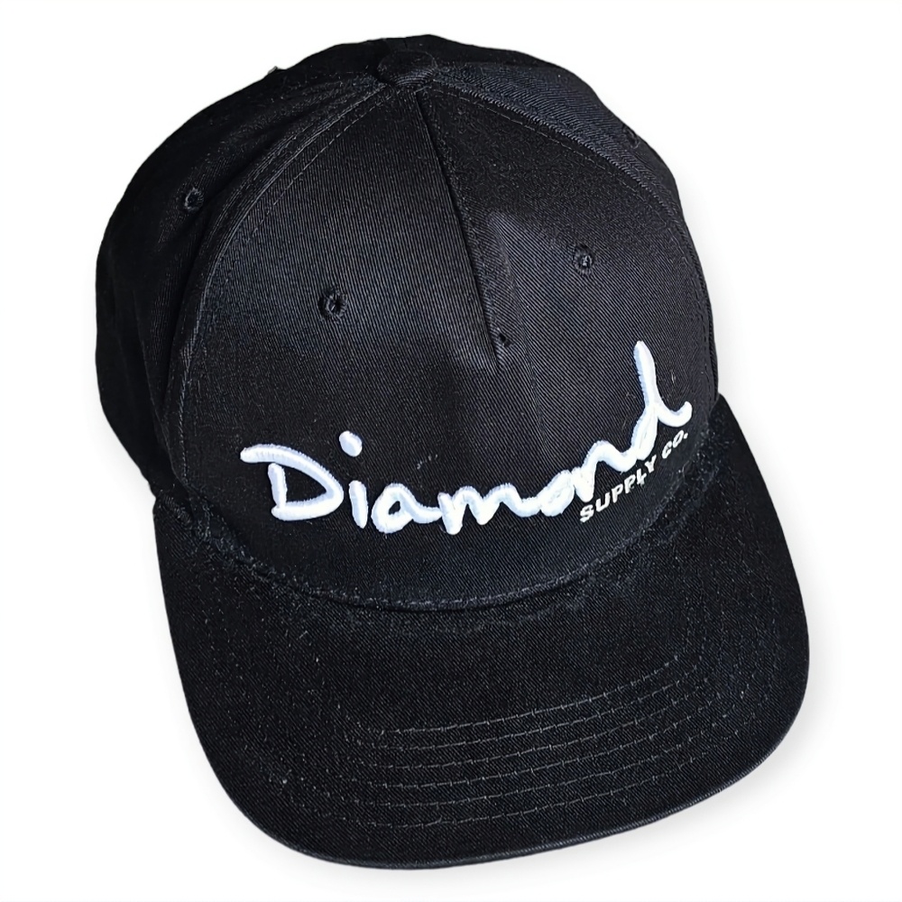 Diamond Supply Co OG Script 1998 Snapback Hat Black 3D Puff Embroidered